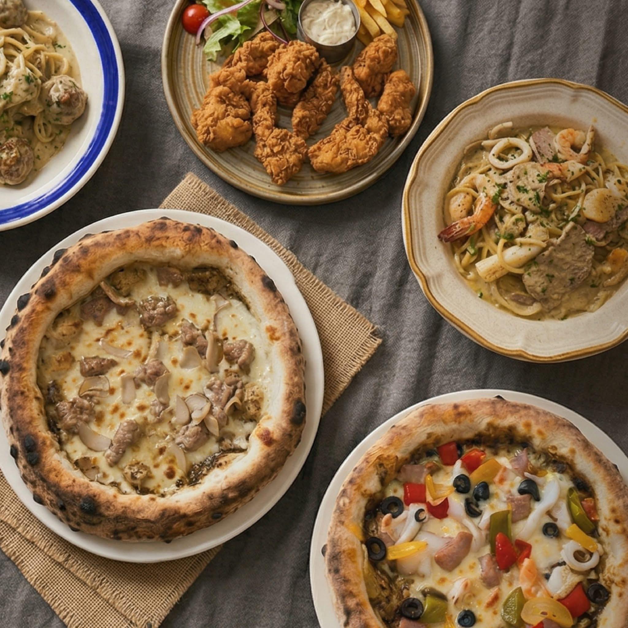 Khoa's Kitchen Bistro のピザと料理