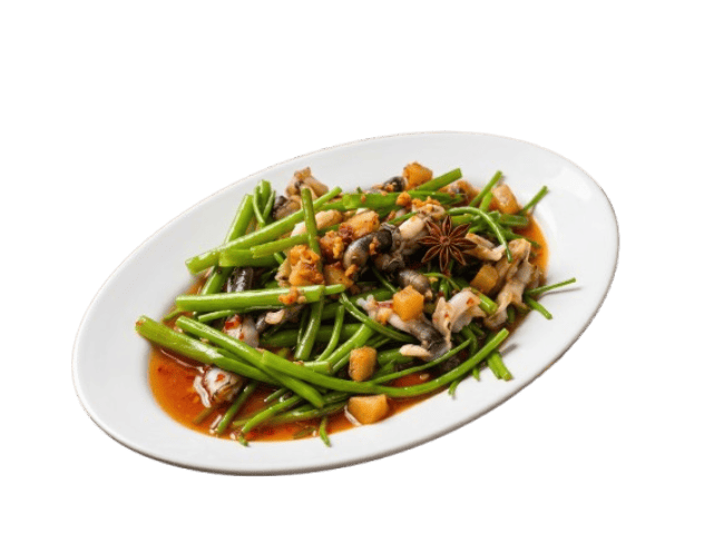 Ốc móng tay xào rau muống